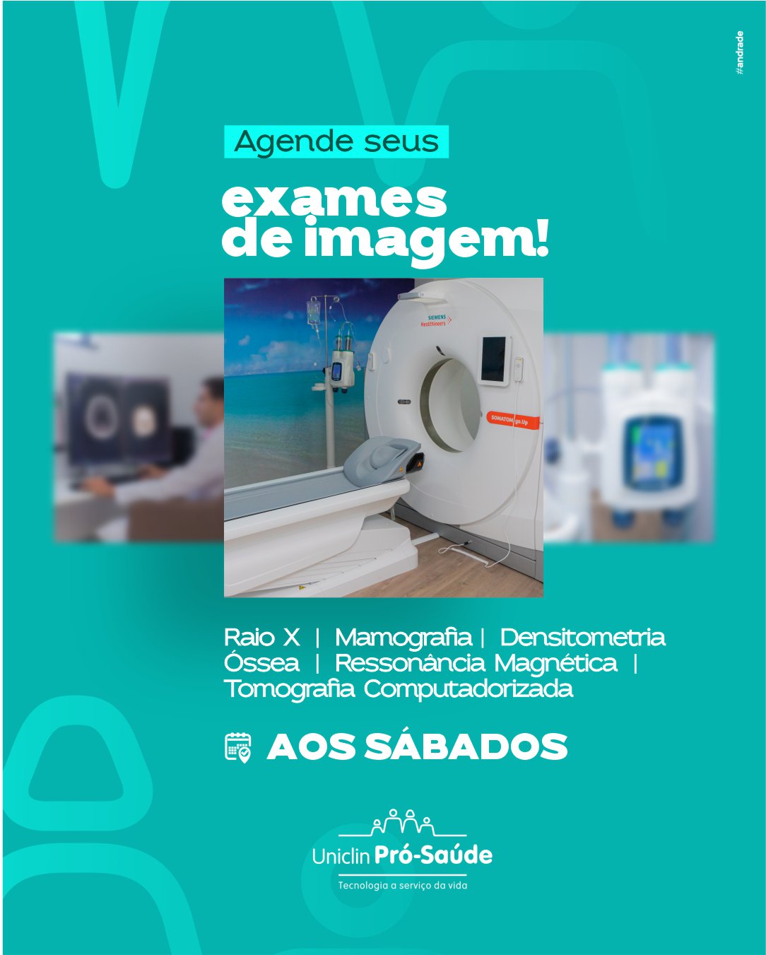 Sala de exames de imagem com tomógrafo Siemens